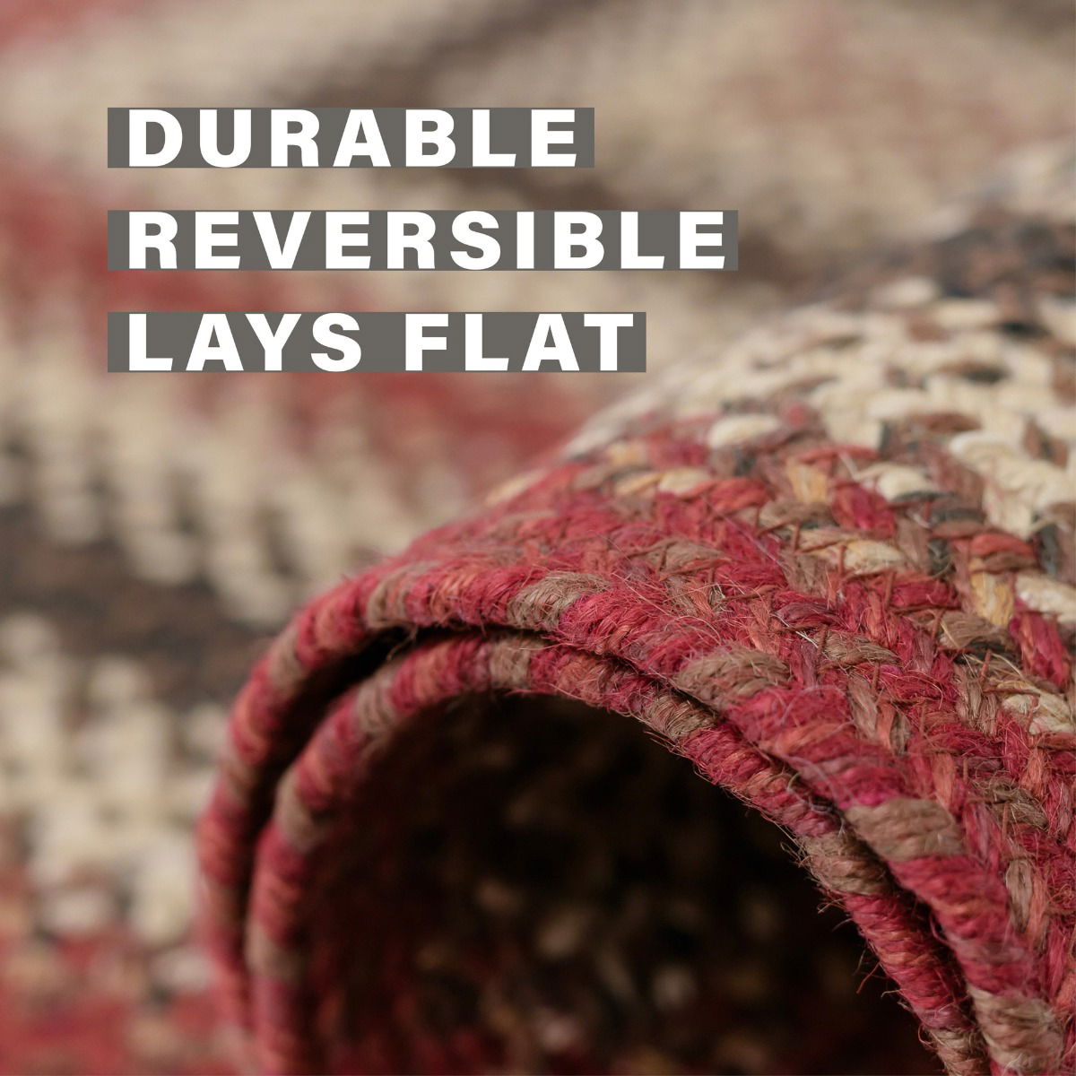 Chester Red Jute Braided Rectangular Rug For Wood Floor