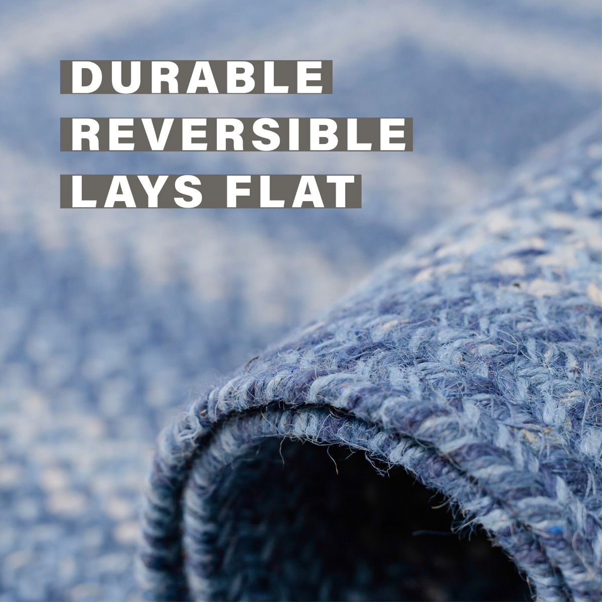 Best Blue Jute Braided Rectangular Rug for flat surfaces