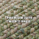 Grassland Green Oval Jute Braided Rugs, perfect for pets and ideal for indoor/outdoor use in any room!