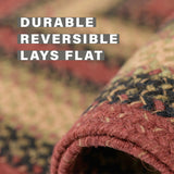 Highland Red, Navy & Cream Jute Braided Rectangular Rugs For Flat Surface