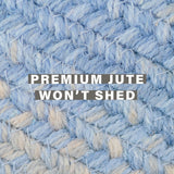 Sky Blue Jute Braided Area Rug for indoor/outdoor use, perfect for entryways, kitchens, living rooms, bedrooms, and pets.