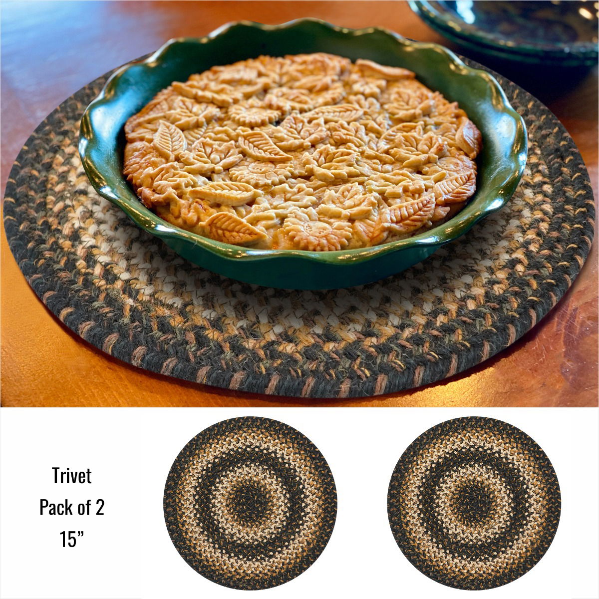 Round Black Braided Accessories for Family Holiday Dinner