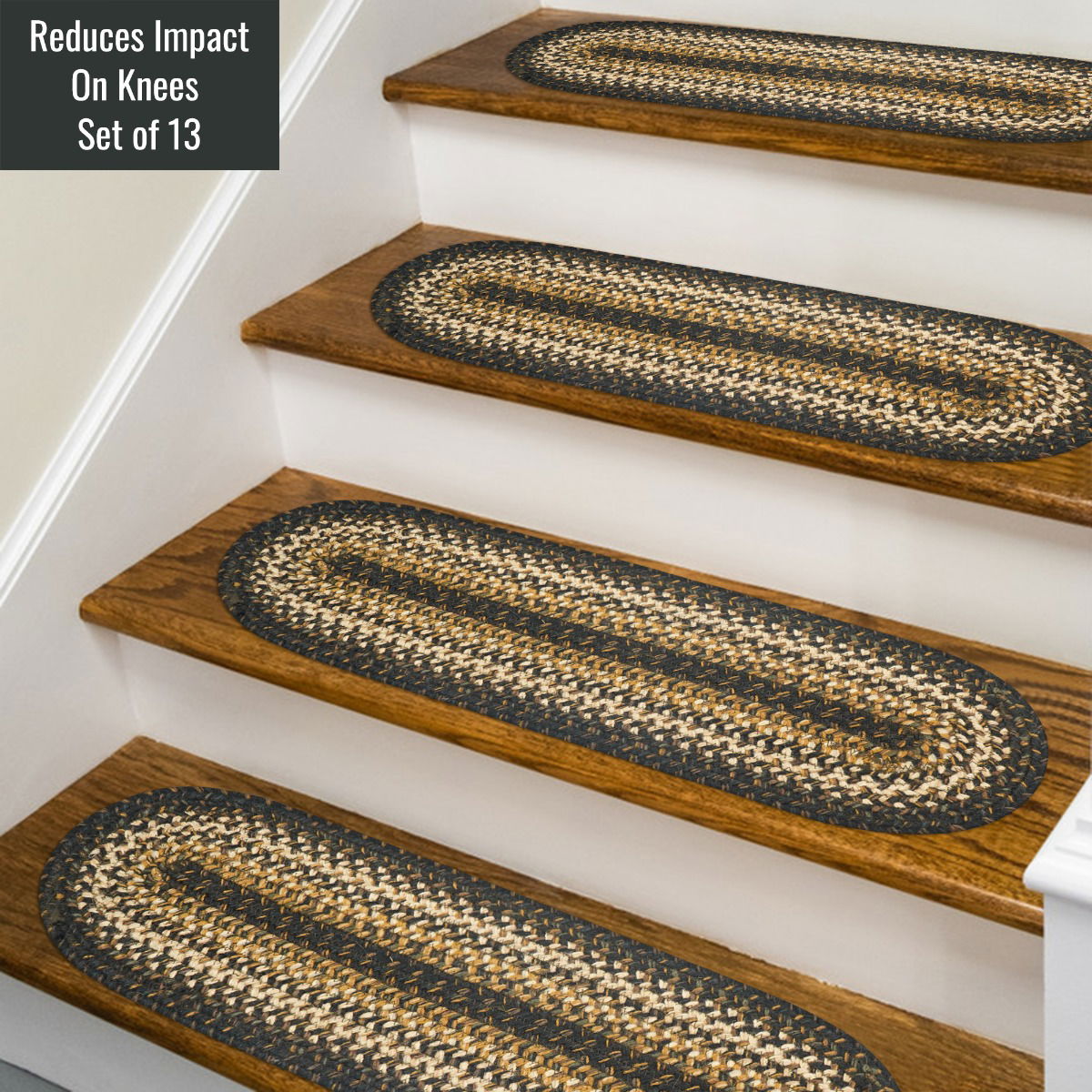 Best Oval Black Braided Accessories Stair Treads