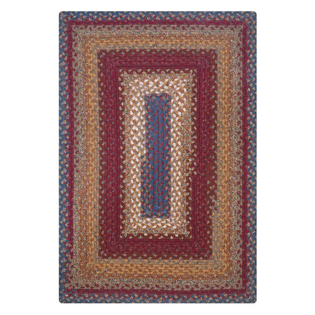 Shop Log Cabin Step Blue-Burgundy Rectangular Cotton Braided Rug silo