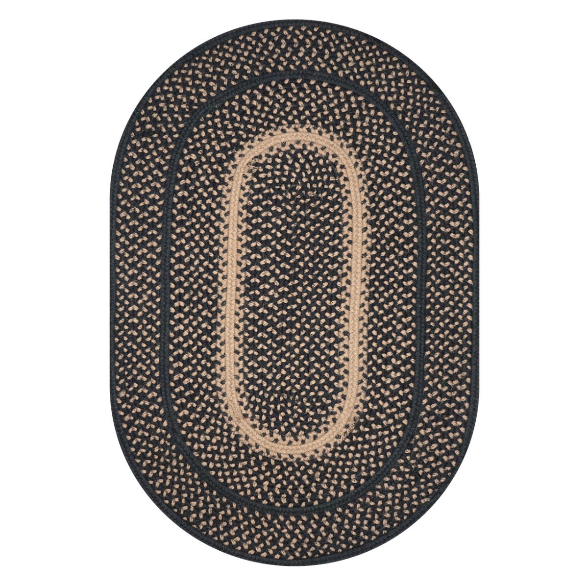 Manchester Black Jute  Braided Rug Oval