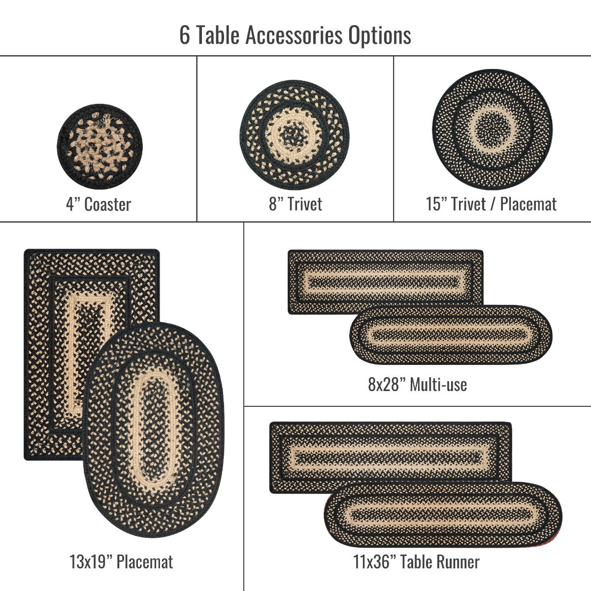 Best Oval, Round and Rectangular Black Braided Accessories for Kitchen Table