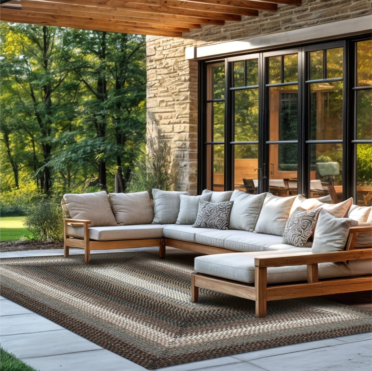 Midnight Moon Brown Braided Rectangular Rugs