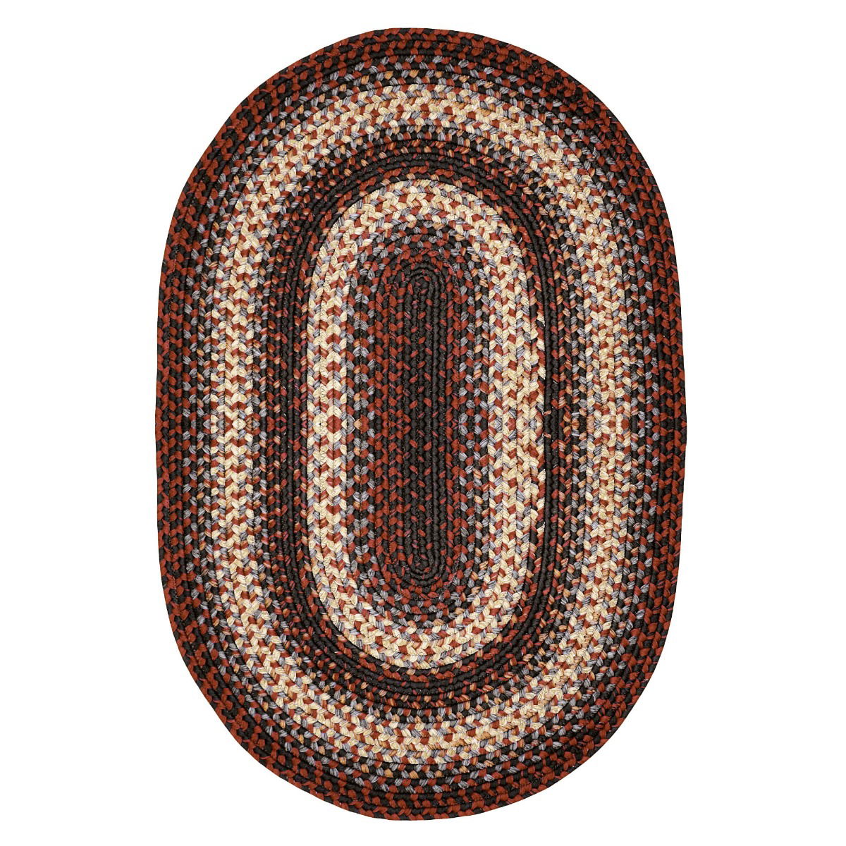 Montgomery Black - Burgundy  Braided Oval Rug