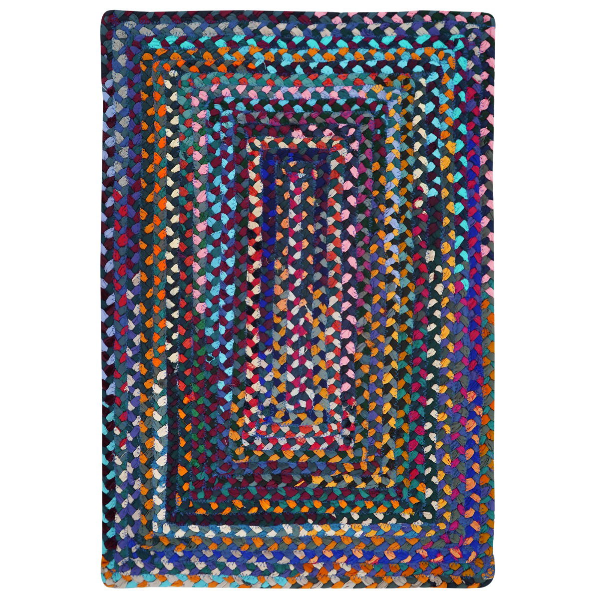 Bohemian Blue Polyester Braided Rectangular Rugs
