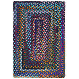 Bohemian Blue Polyester Braided Rectangular Rugs