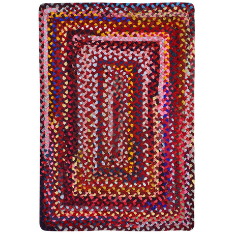 Bohemian Red Polyester Braided Rectangular Rugs
