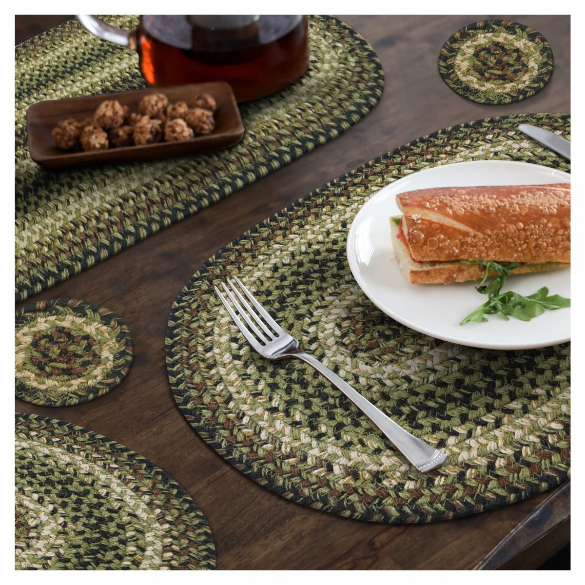 Pinecone Green Braided Accessories