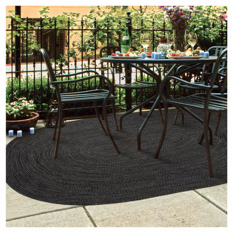 Black Braided  Rug Oval
