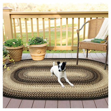 Black Mist Braided  Rug Oval