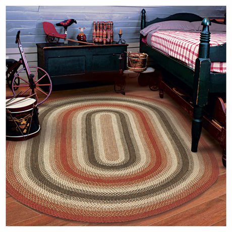 Chester Red Braided Jute  Rug Oval