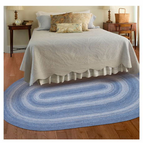 Denim Blue Braided  Jute Rugs Oval