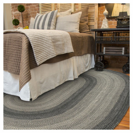 Flint Hill Grey Braided Jute  Rug Oval