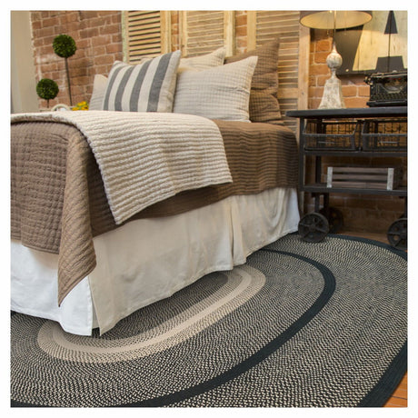 Manchester Black Jute  Braided Rug Oval