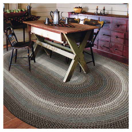 Midnight Moon Brown  Braided Rug Oval