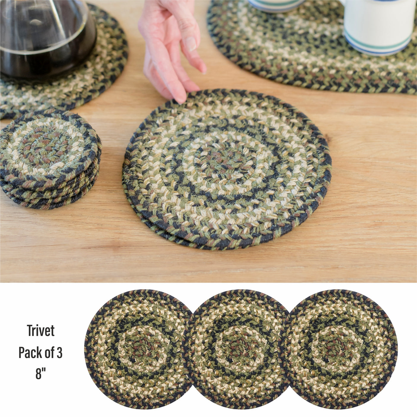 Pinecone Green Braided Accessories