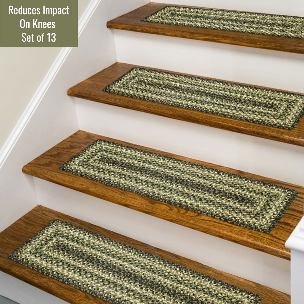 Best Rectangular Green Braided Accessories for runner stair treads