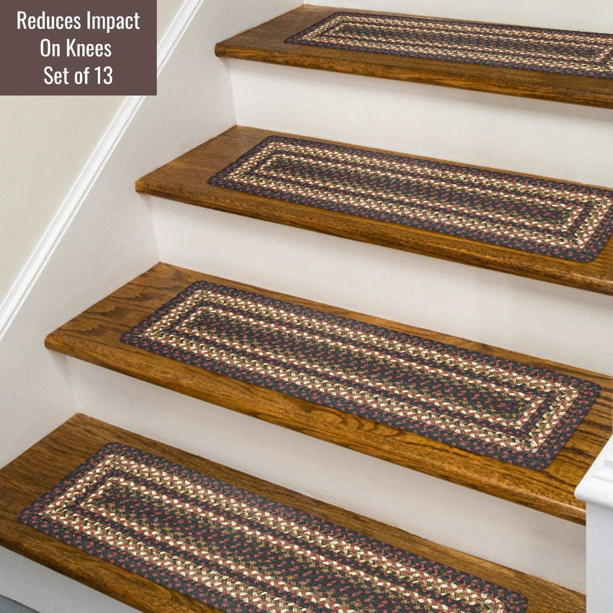 Best Black Rectangular Braided Accessories runner stair treads