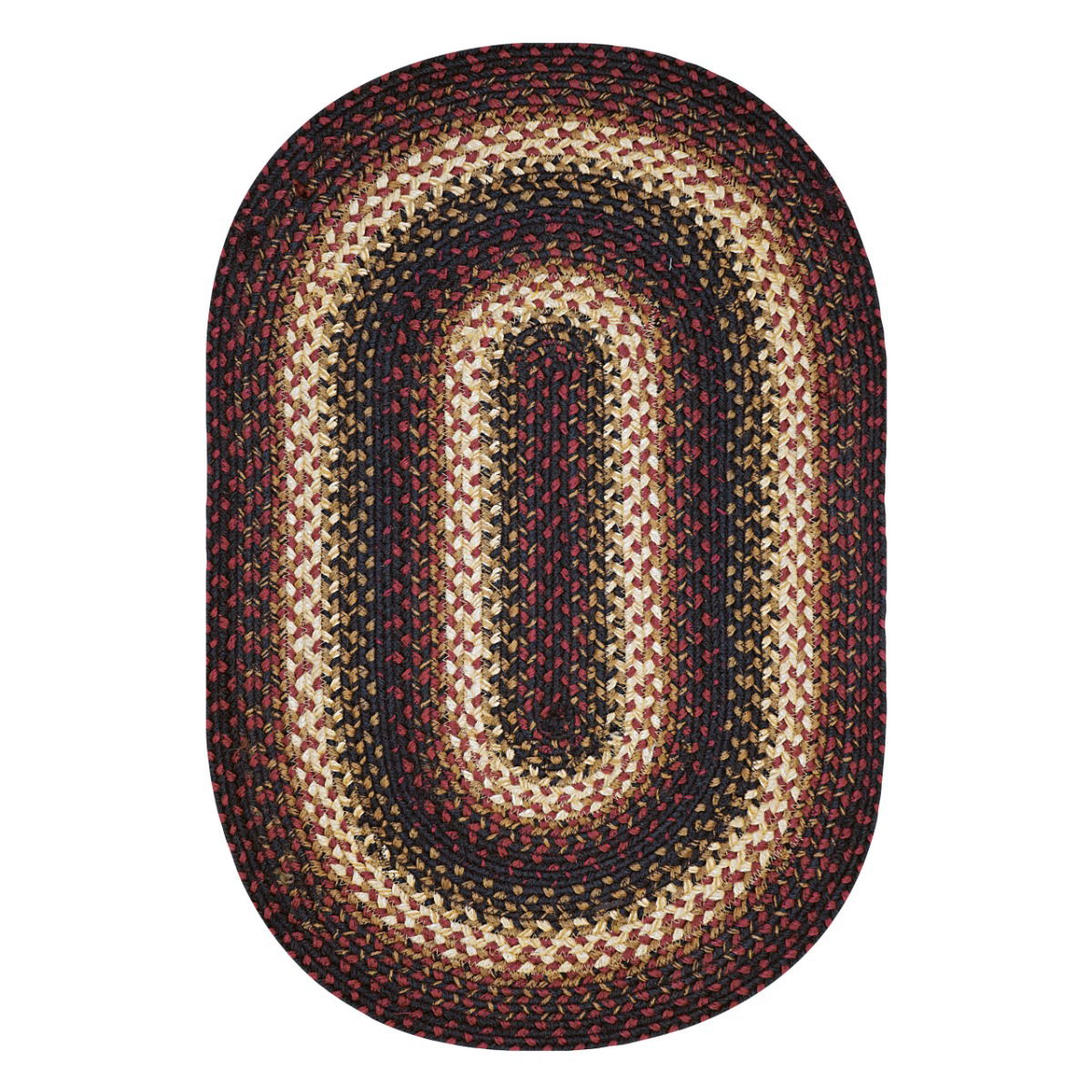 Prescott Black-Burgundy Jute Braided Oval Rug