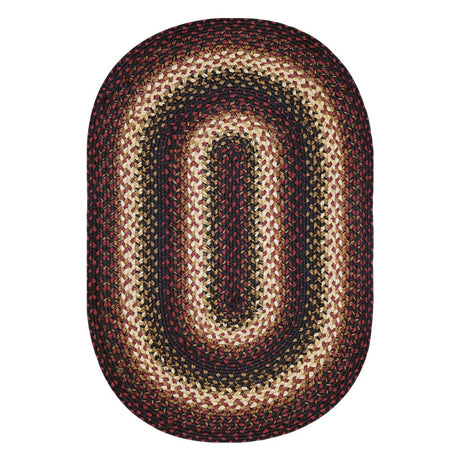 Prescott Black-Burgundy Jute Braided Oval Rug