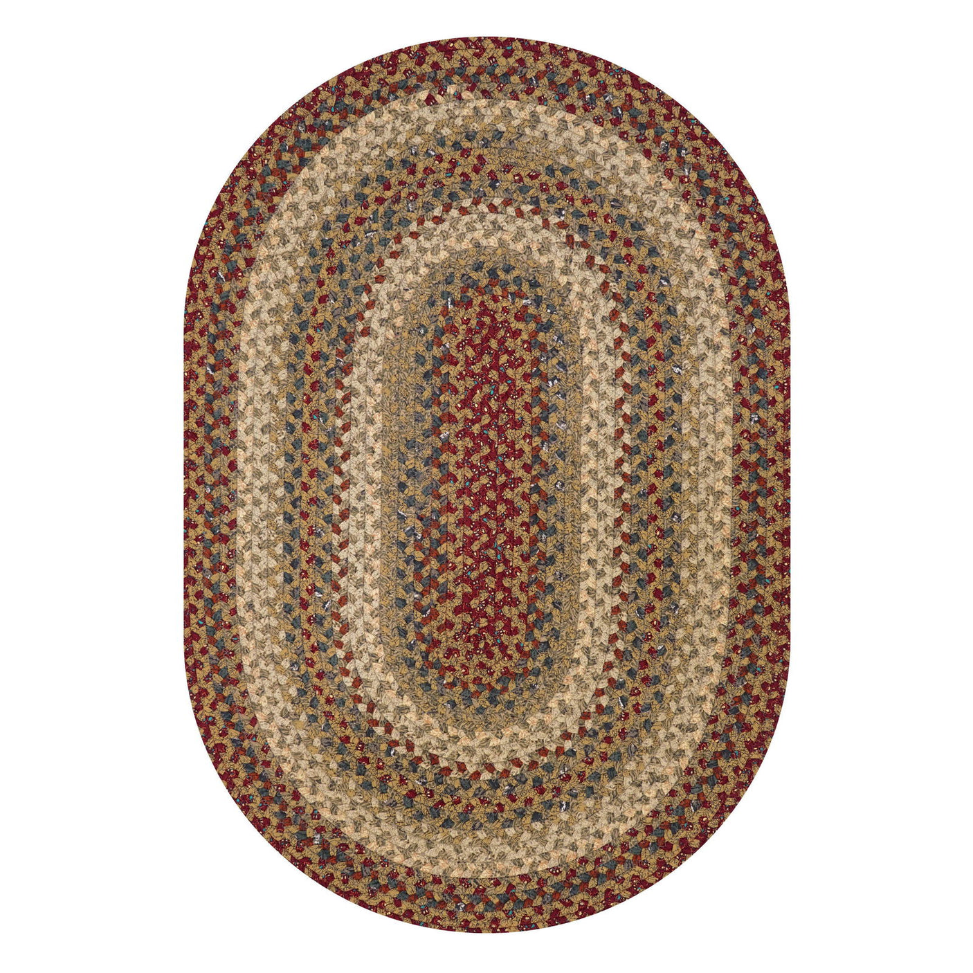 Pumpkin Pie Red-Green-Brown Oval Cotton Braided Rug single image