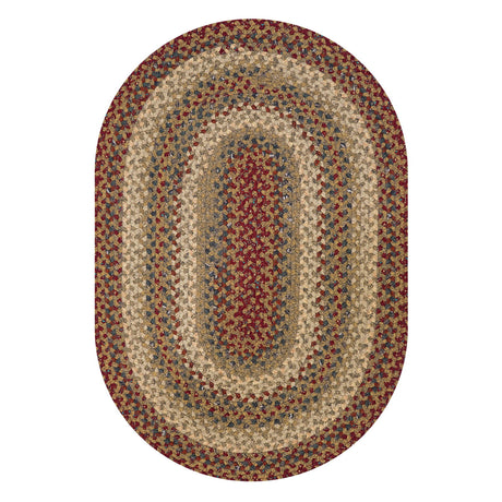 Pumpkin Pie Red-Green-Brown Oval Cotton Braided Rug single image
