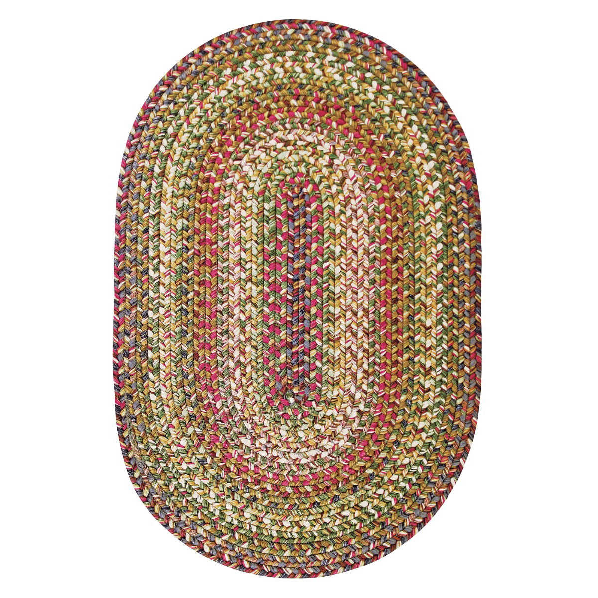 Rainforest Beige-Red-Green Oval UD Braided Rug