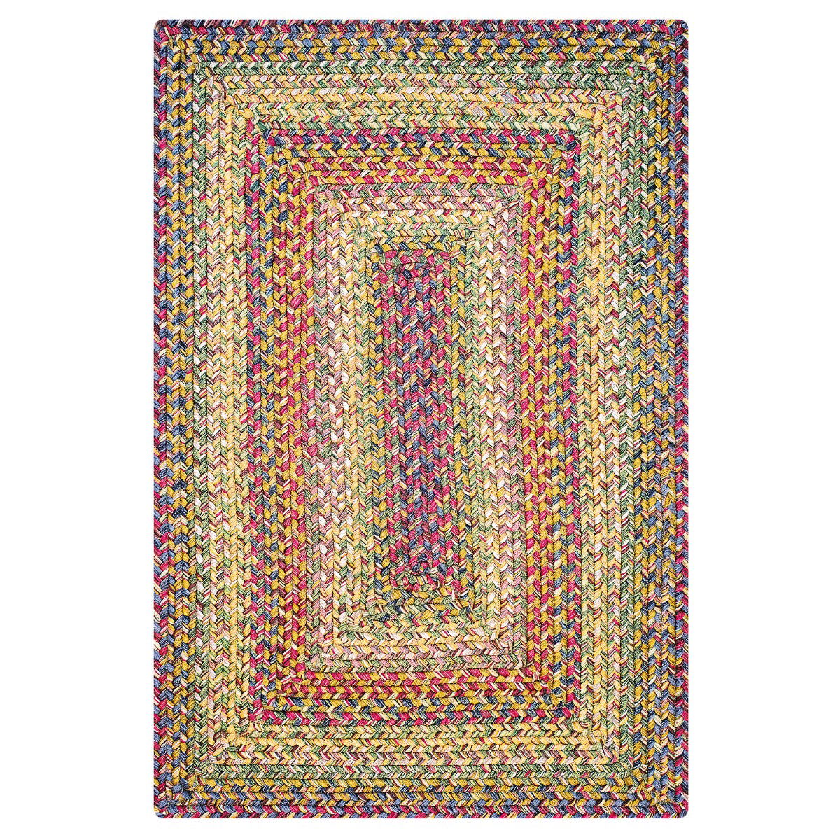 Rainforest Beige-Red-Green Rectangular UD Braided Rug