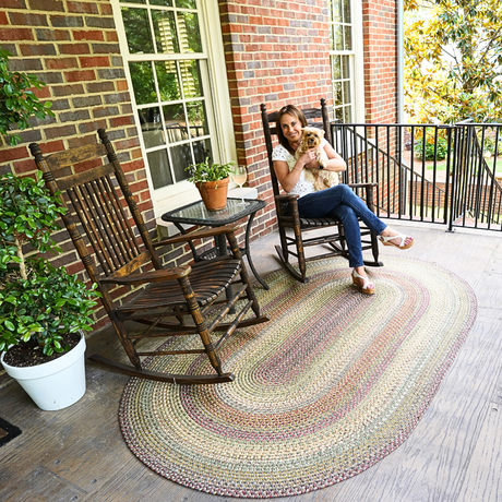 Rainforest Multi Color Braided  Rugs Oval