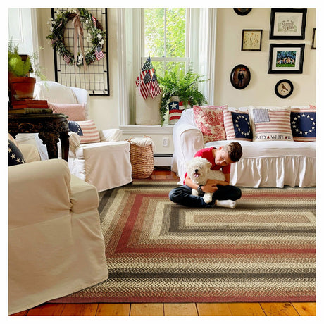Chester Red Jute Braided Area Rectangular Rugs
