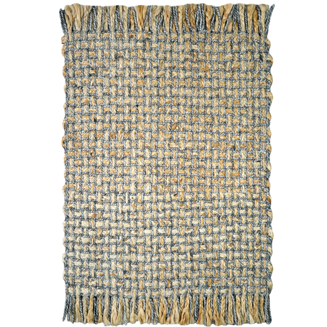 River Rock Jute and Wool Farmhouse Rug for indoor/outdoor use, perfect for entryways, kitchens, living rooms, bedrooms, and pets.
