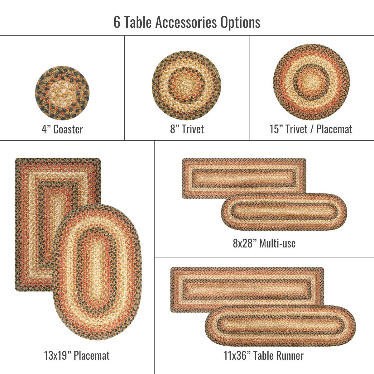 Best Round, Rectangular and Oval Shape Brown Braided Accessories for Dinner Table Use