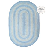 Sky Blue Jute Oval Braided Rugs