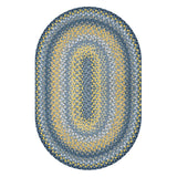 Sunflowers Blue - Gold Cotton Braided Oval Rug