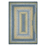 Sunflowers Blue & Yellow Cotton Rectangular Braided Rug
