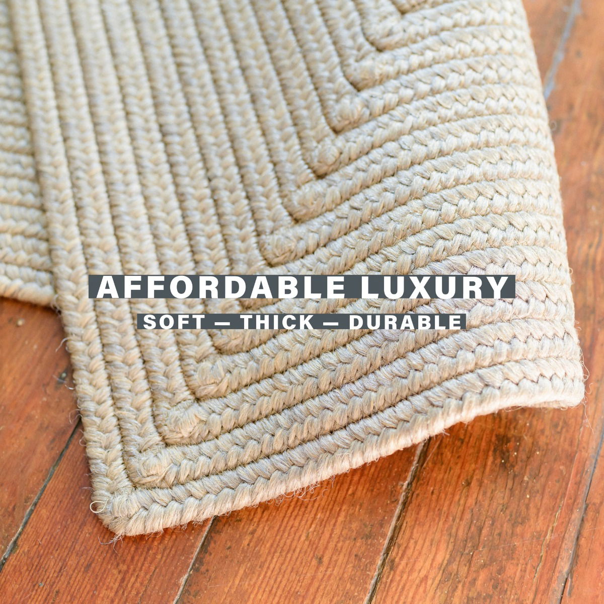 Biscuit Brown Braided Area Rug – pet-friendly, durable, perfect for indoor/outdoor, entryway, bedroom, kitchen, or living room.