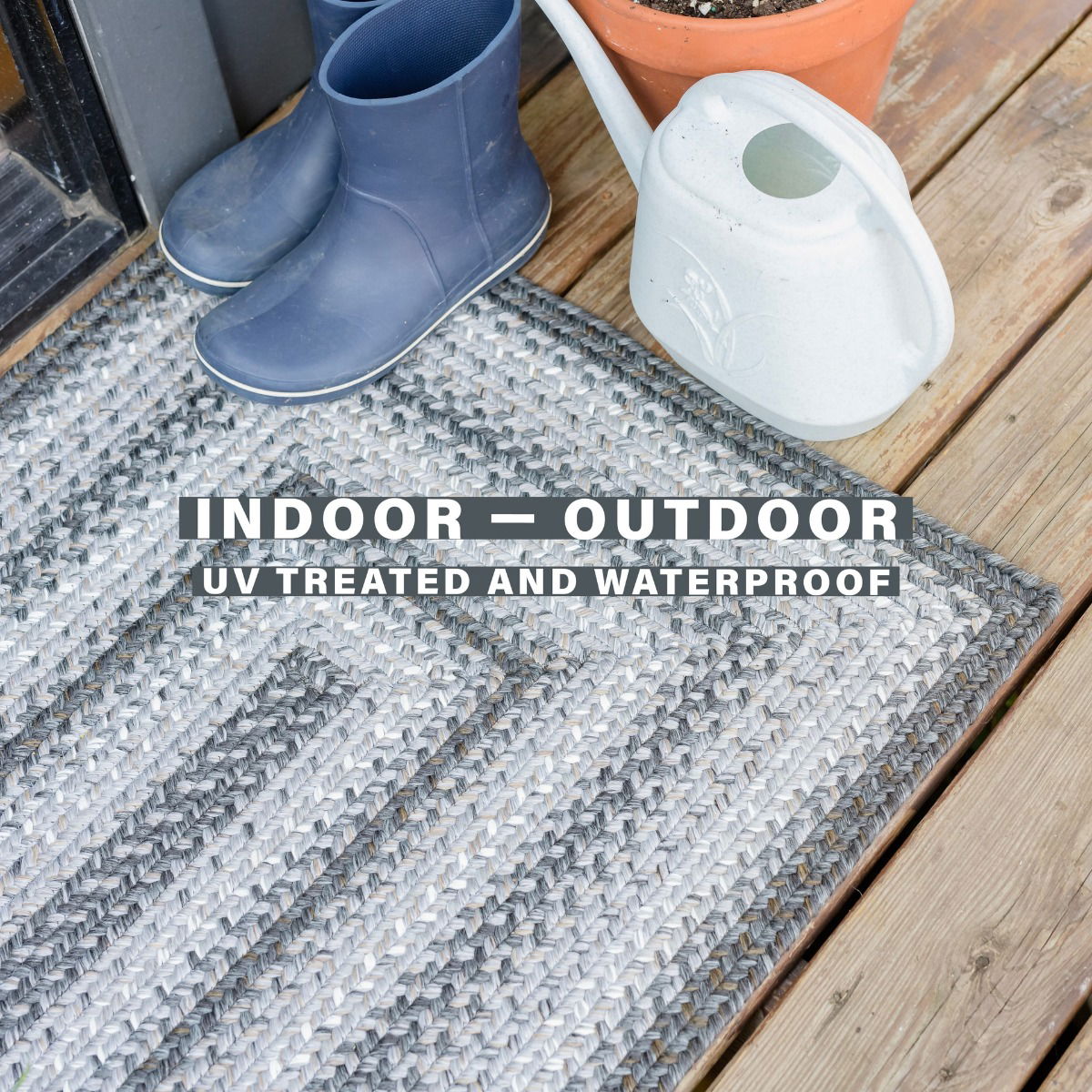 Best Grey Ultra Durable Braided Oval Rug for outdoor
