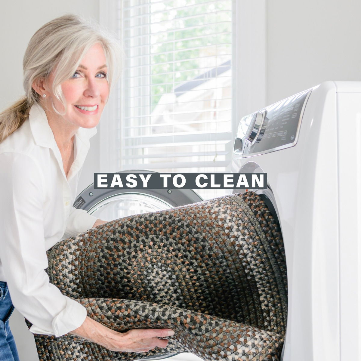 Washable Midnight Moon Brown - Grey Braided Rectangular Rug