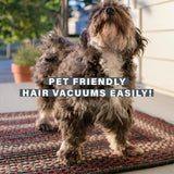 Black and Burgundy Rectangular Ultra Durable Braided Rug for Pets