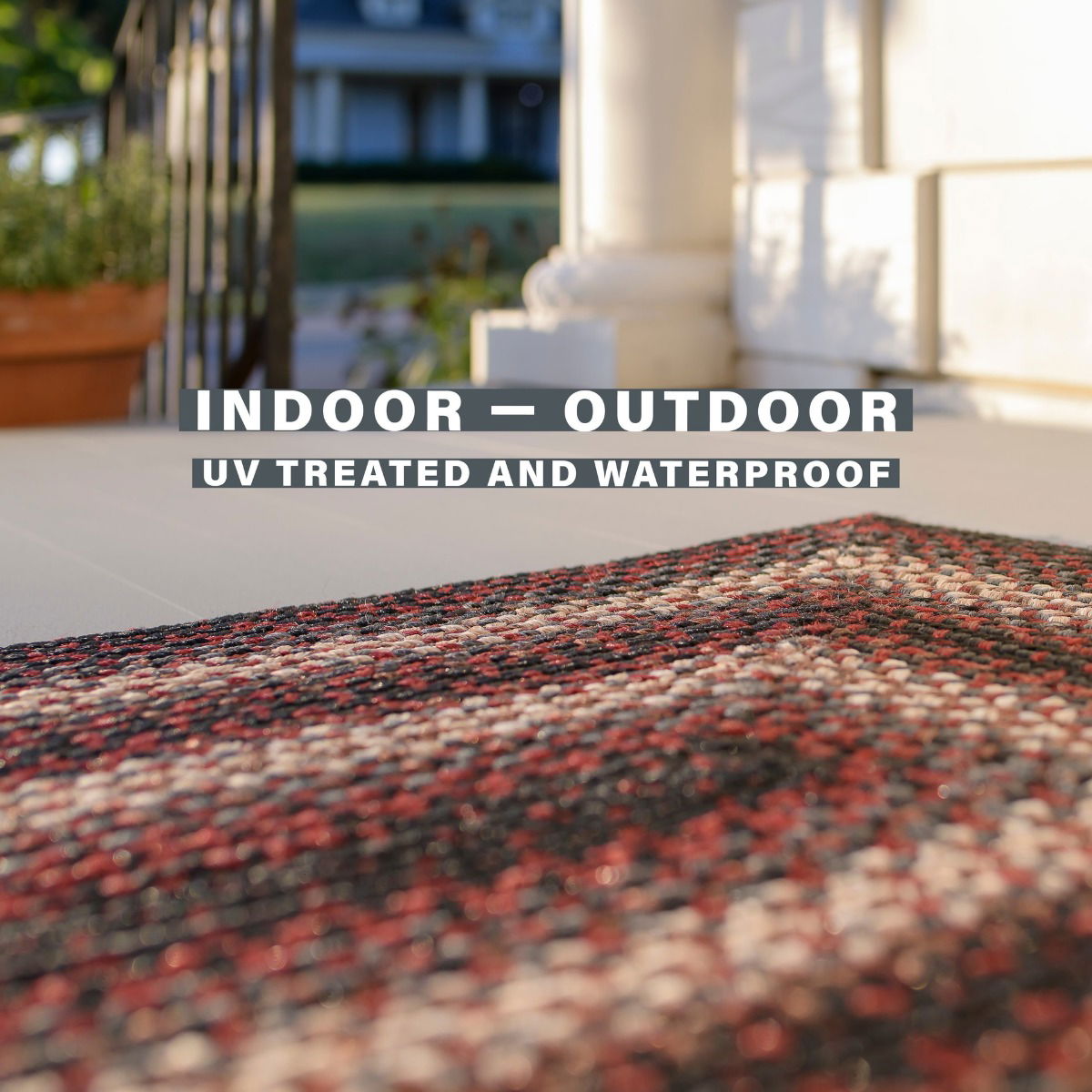 Black and Burgundy Rectangular Ultra Durable Braided Rug for indoor/outdoor spaces