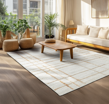 Faye Window Pane Premium Jute Rug With Backing