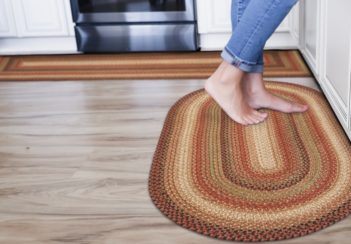 Gingerbread Brown Red Black Rectangular Jute Braided Rugs Reversible   Gingerbread Kitchen Rug 